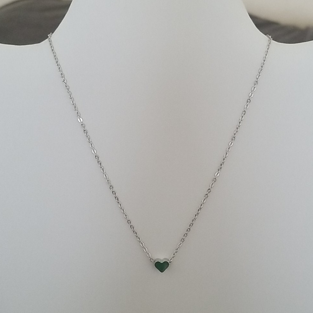 Dainty Silvertone Heart Necklace